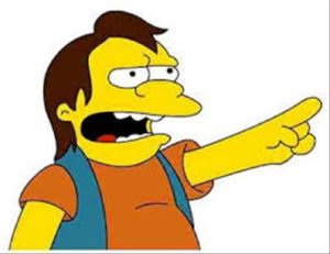 Self-improvement means bettering yourself. It does not mean being Nelson Muntz and laughing at people.