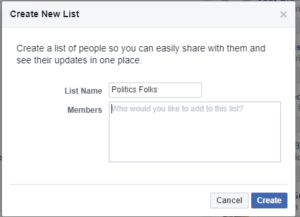 Create New List so you can avoid arguments on Facebook